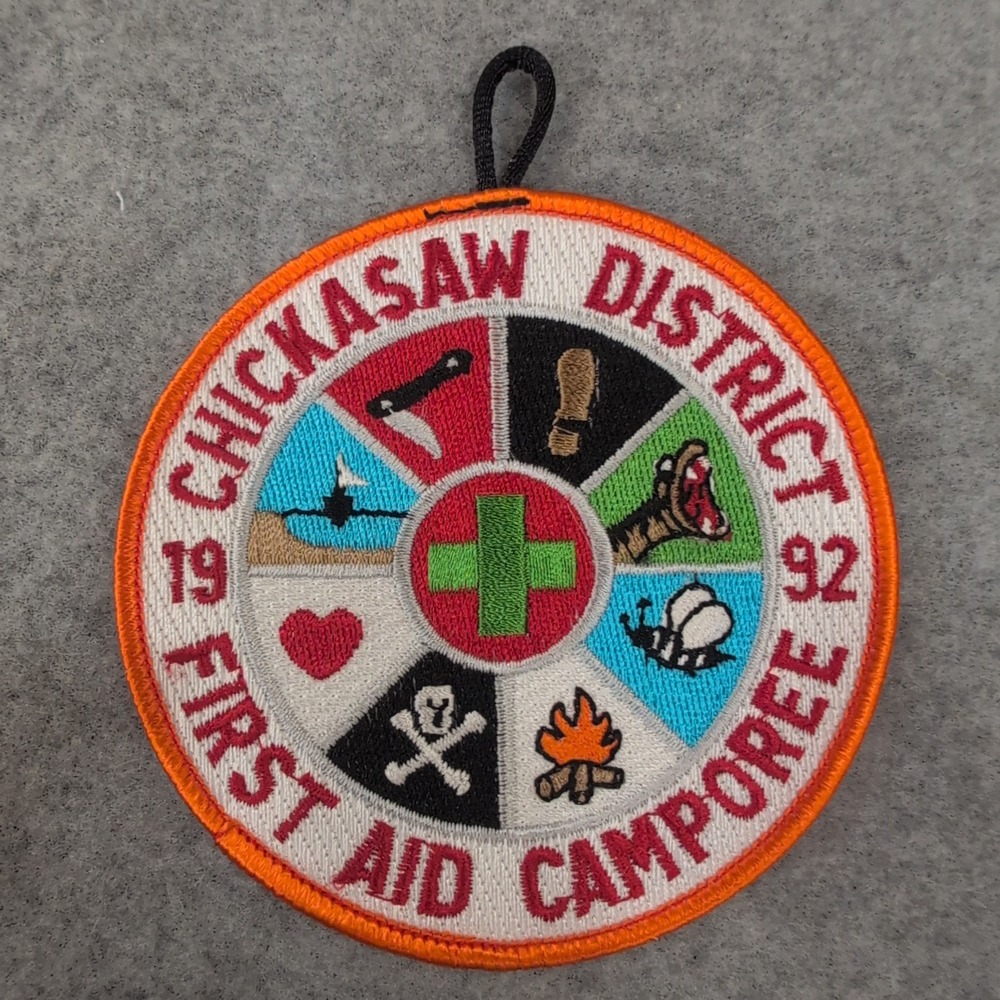 Chickasaw District First Aid Camporee 1992 Boy Scout Patch with Loop 4" - Picture 1 of 2